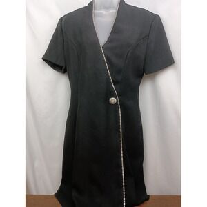 vintage black glam rhinestone church special occasion midi dress size 11-12